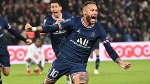 PSG's Neymar Celebrating