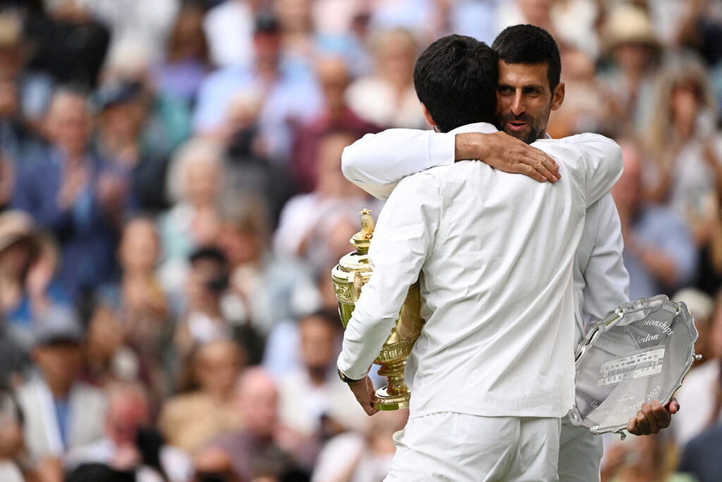 Djokovic with Spain's Carlos Alcaraz