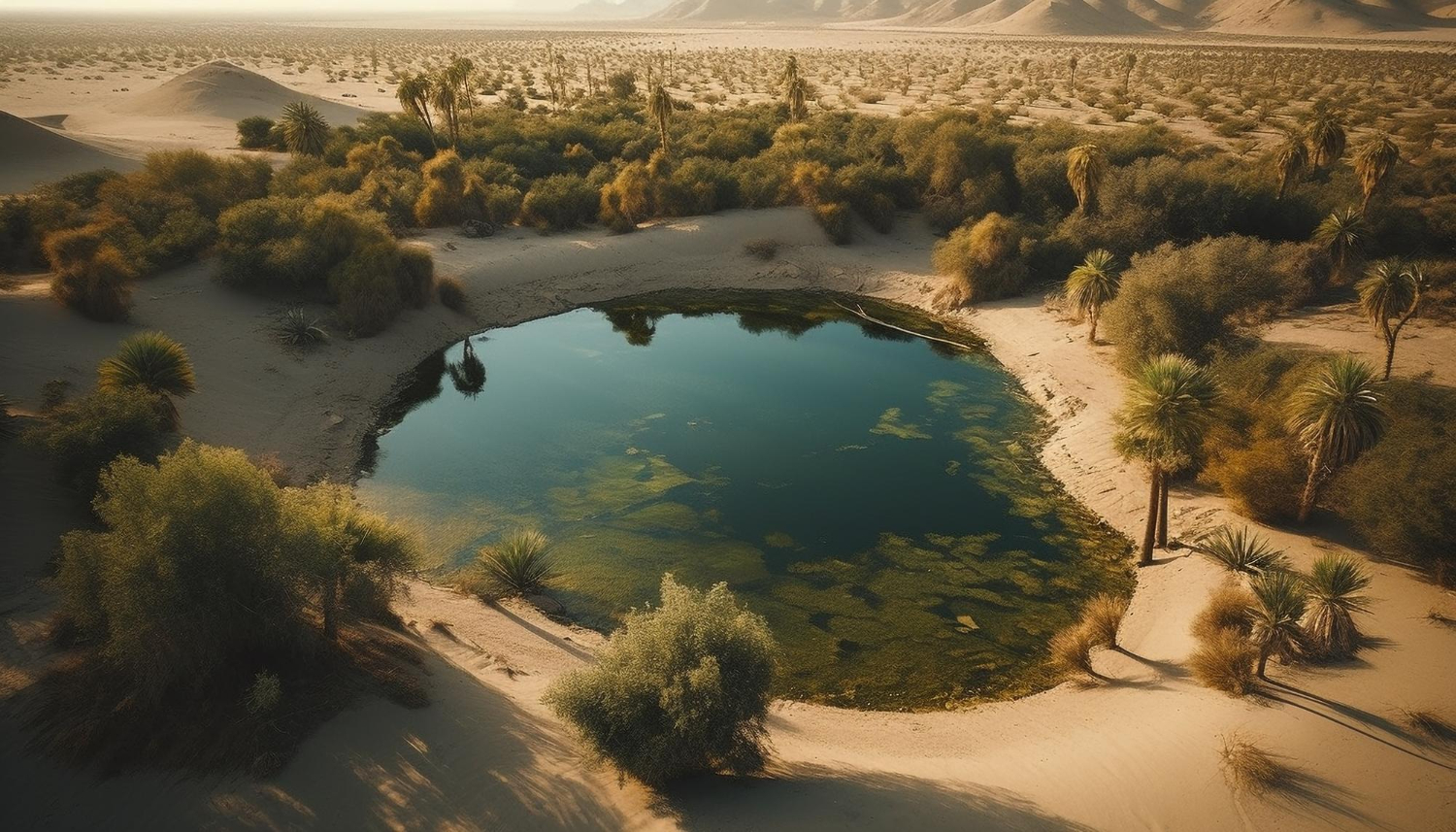 Desert oasis and natural springs at Palm Springs