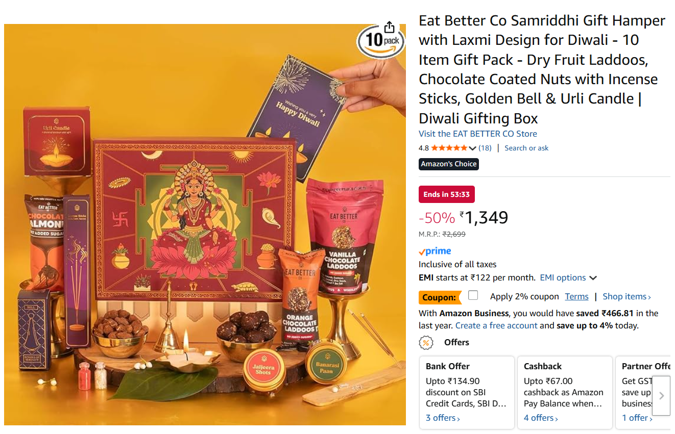 Eat Better Co Samriddhi Gift Hamper with Laxmi Design for Diwali