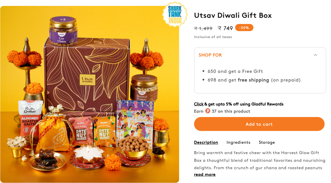 Gladful Utsav 8 Item Diwali Gift Box