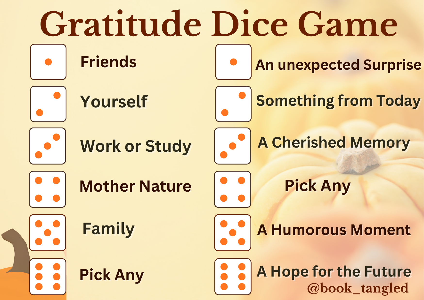 gratitude DOUBLE dice game