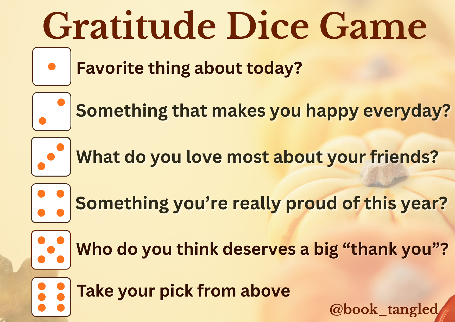 gratitude dice game