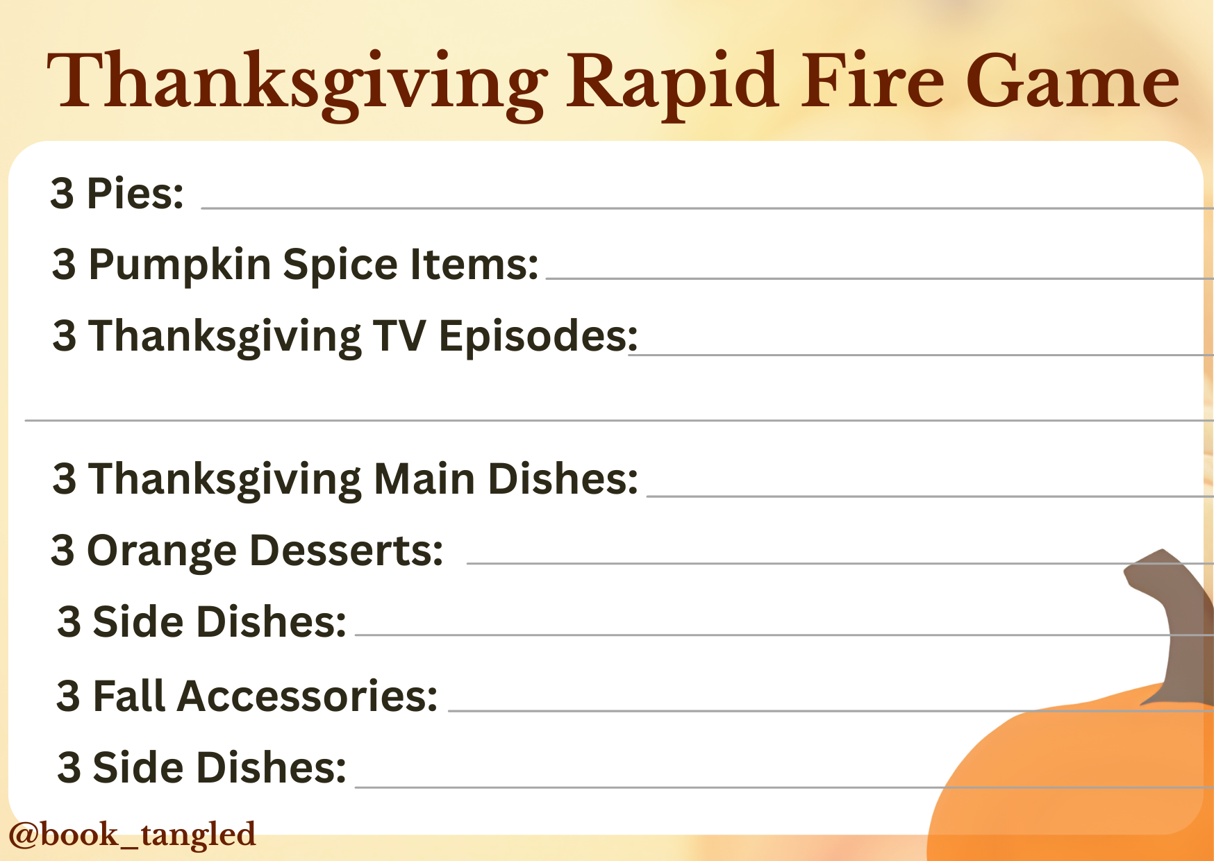 Thanksgiving Rapid Fire