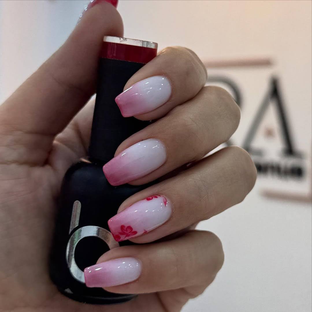 pink and white nail