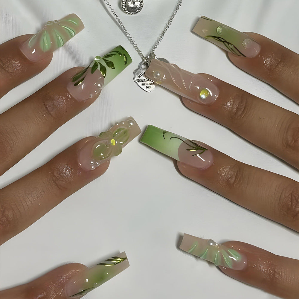 3D Floral Square Press-On Nails
